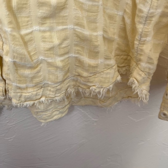 Free People Loveland plaid raw hem button down shirt size M - Picture 5 of 8